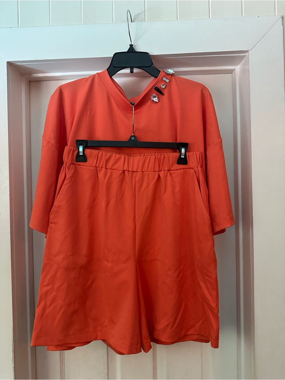 Women’s Short Sleeve Top and Shorts Set - Orange
